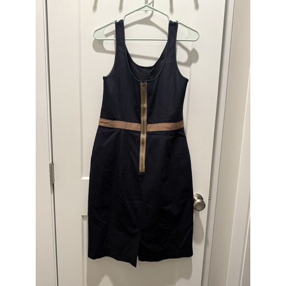 Club Monaco sleeveless fitted dress navy color in size 12 in stretch cotton - Picture 2 of 5